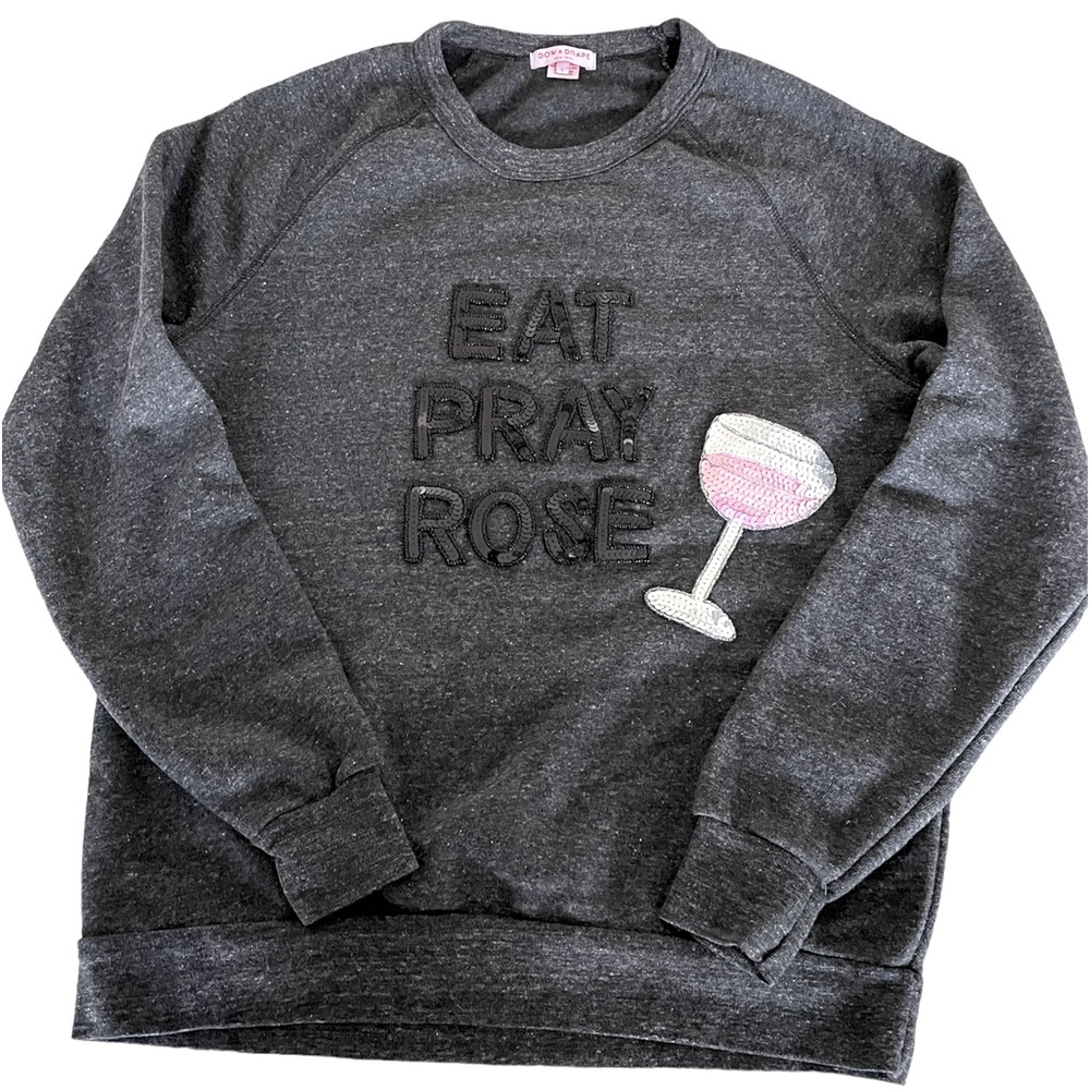 New Bow & Drape Eat Pray Rose Sweatshirt Ladies Large